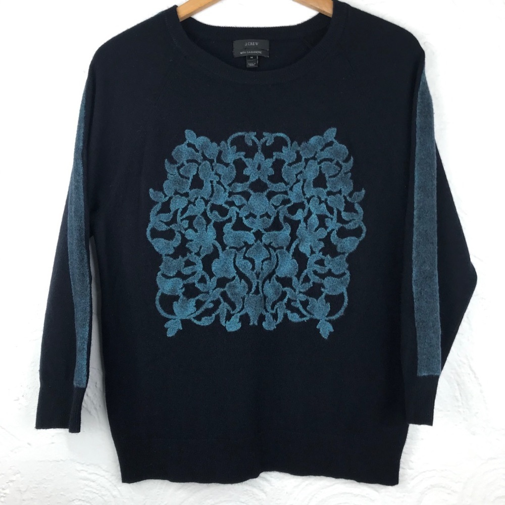 J.Crew Navy/Blue Medallion Cashmere Blend Knit